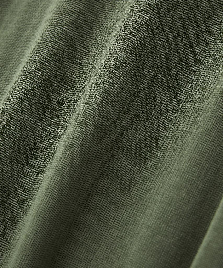 BLOND9 Cotton Varsity Open Collar Short Sleeve Knit_Deep Green