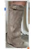 Bottes à talon bloc pointues pour femmes grande taille avec boucle métallique – Mi-longues, Mollets larges