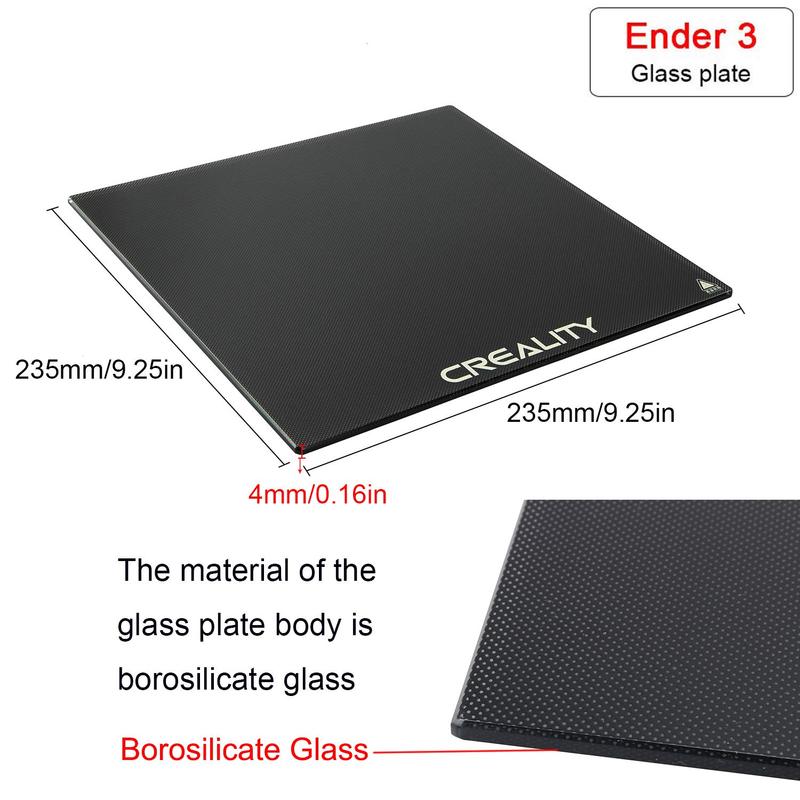 Creality Ender 3 Glass Bed Upgraded 3D Printer Tempered Glass Plate Build Surface 235x235x4mm for Ender 3/Ender 3 Pro/Ender 3 V2
