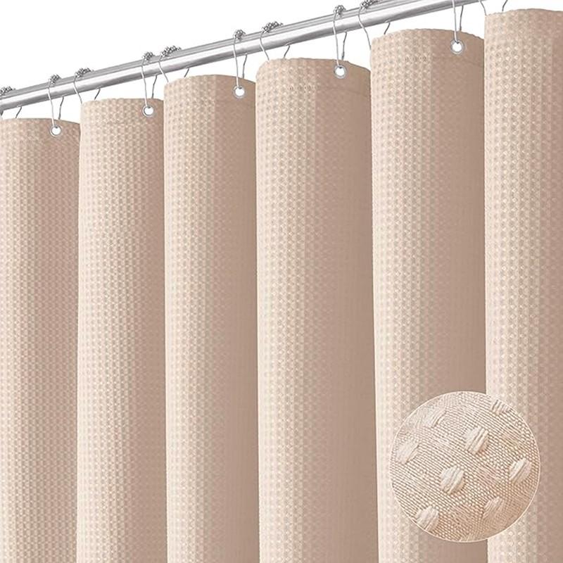 1pc Waterproof Shower Curtain Plain Waffle Mildew-proof Shower Curtain Bathroom Partition Curtain Home Living Room Decoration