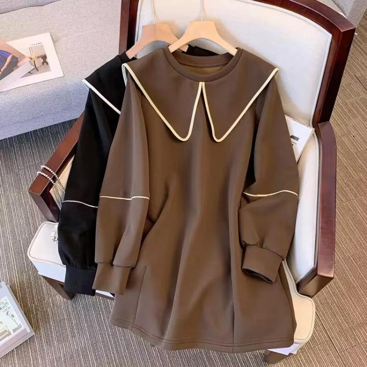 Doll Top Collar Casual Women's Loose Fleece Jacket Sweatshirt