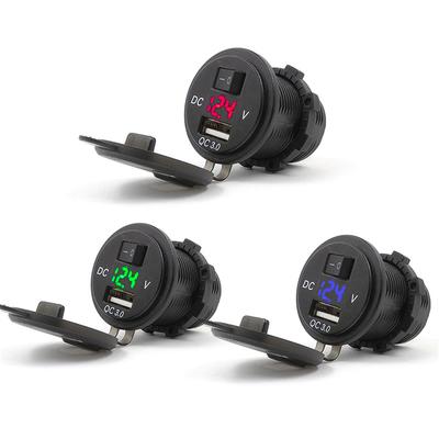 USB 3.0 Schnell-Autoladebuchse Ladegerät LED Voltmeter Schalter für Auto Marine ATV