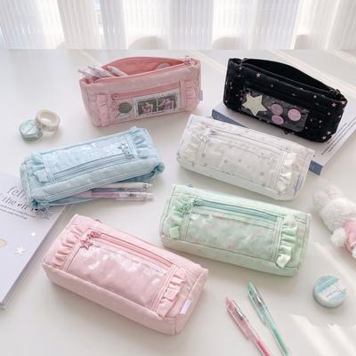Süße Spitze Stifte Aufbewahrungstasche Große Kapazität Reißverschluss Schreibwaren Etui Stifte Organizer Kindergeschenk