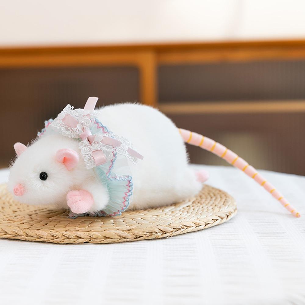 Plush Mouse Doll Floral Dress Mouse Toy Creative Flower Branch Rat Doll  Kids Gift Birthday