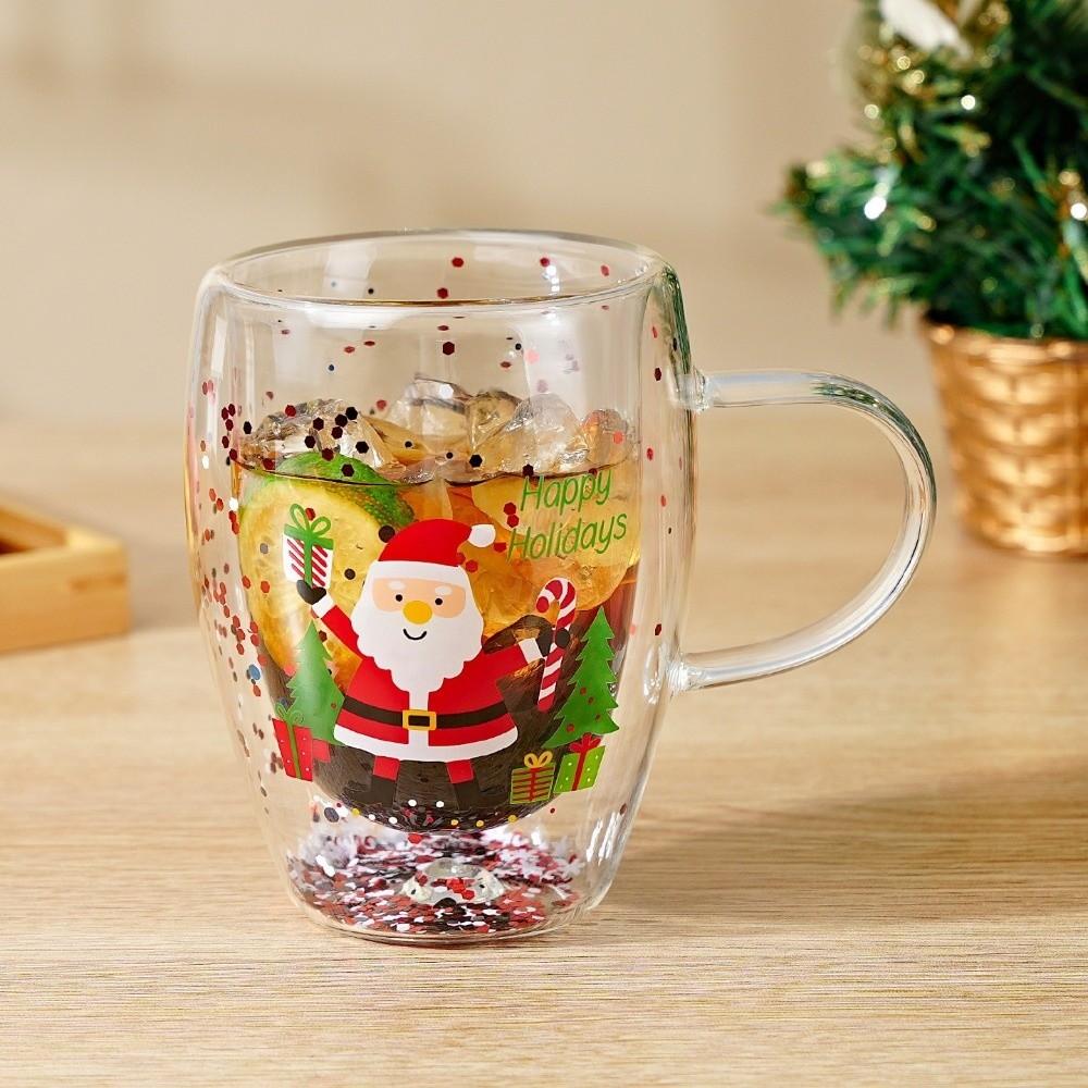 Deer Christmas Wine Glass Snowman Santa Clear Glass Christmas Art Cup  Coffee Enthusiasts