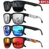 4PCS Square Sports Sunglasses with Designer Temple Pattern - UV400 for Men Women Beach Vacation 7