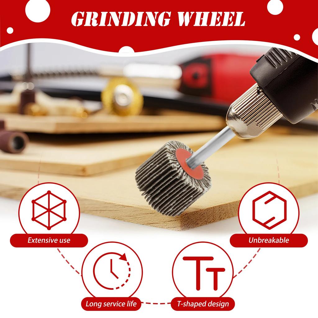 20PCS Sanding Flap Set with 6mm Shank Grinding Wheel Head Sander Abrasive Tools Sandpaper Rust Removal for Dremel Rotary Tools