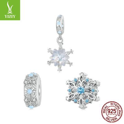 Winter Romantic Snowflake Diy Bracelet Beaded, Christmas Gift S925 Sterling Silver Bead Spacer Accessories