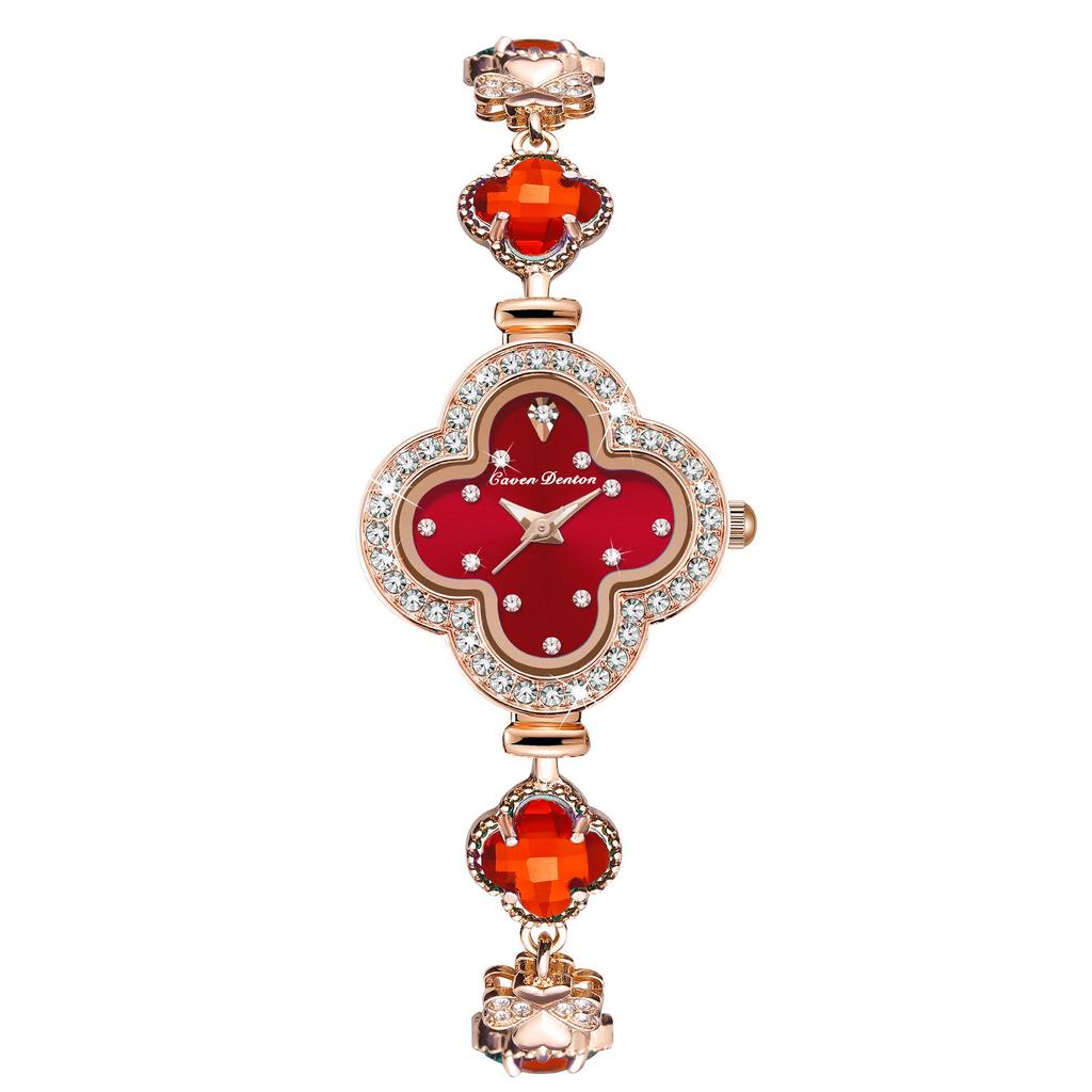 2024 Women's Four-Leaf Clover Quartz Bracelet Watch: Trendy & Personalized Design