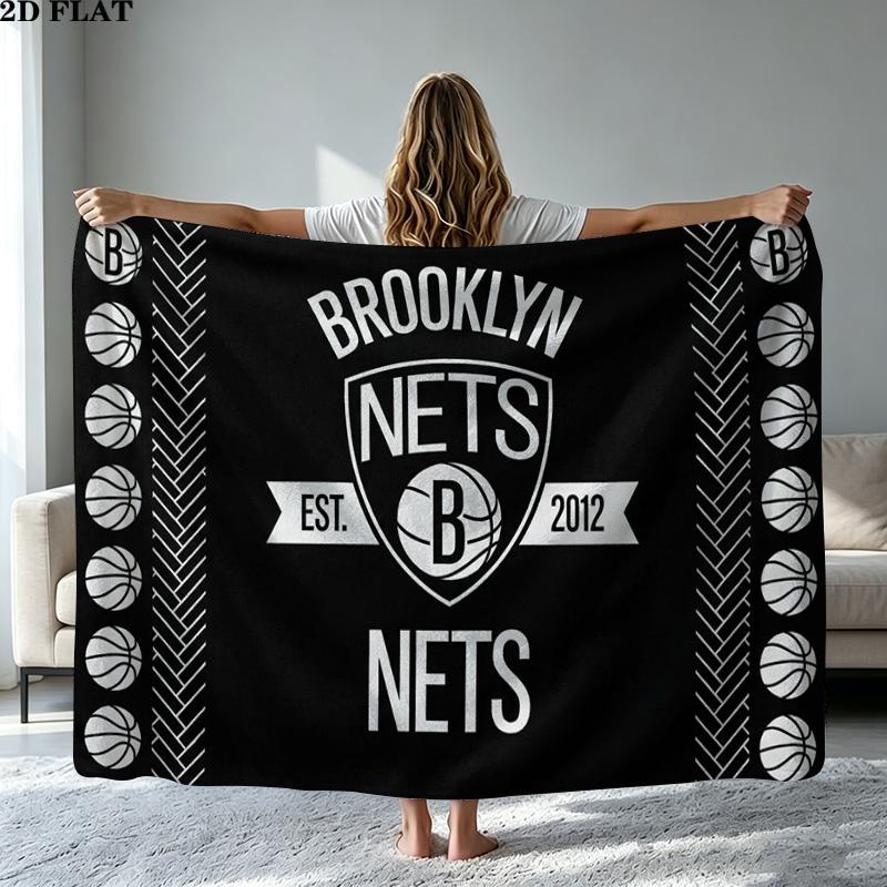 Brooklyn Nets Logo Print Flannel Blanket High Quality Warm Comfortable Cover for All Seasons Perfect for Gifts Home Decor
