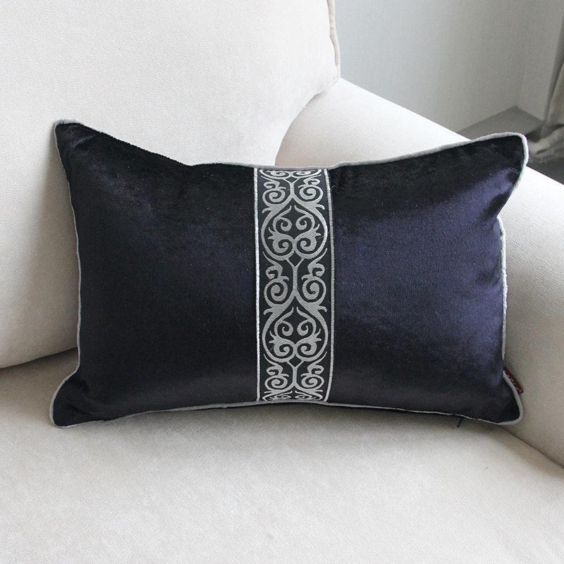 Light Luxury New Chinese-style Elegant Black Thickened Velvet Sofa Cushion Cover Pillowcase Backrests For Living Room Sofa