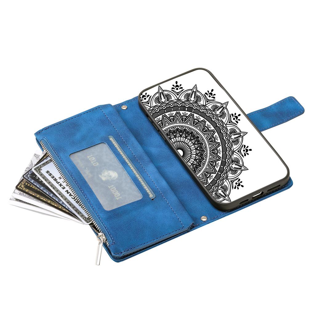 For Samsung Galaxy A07 5G/A07 4G Wallet Case Mandala Flower Pattern PU Leather Phone Cover with Wrist Strap