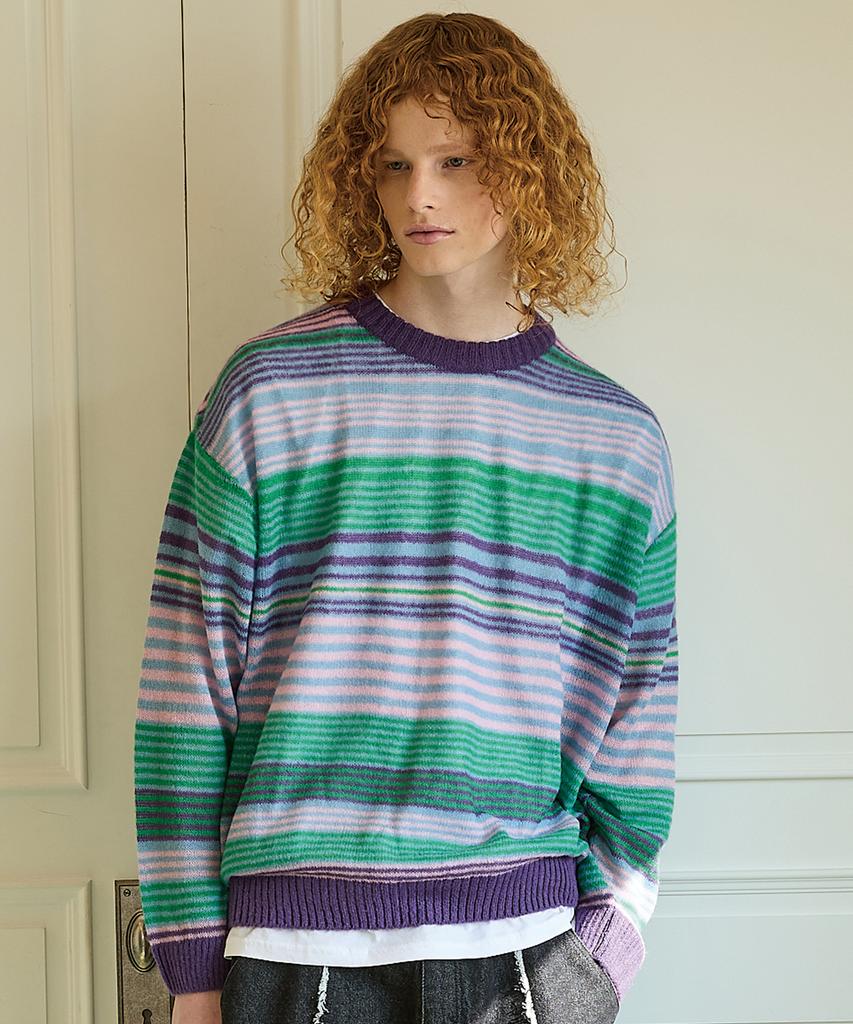 WAIKEI Multi-Stripe See-Through Knit Purple