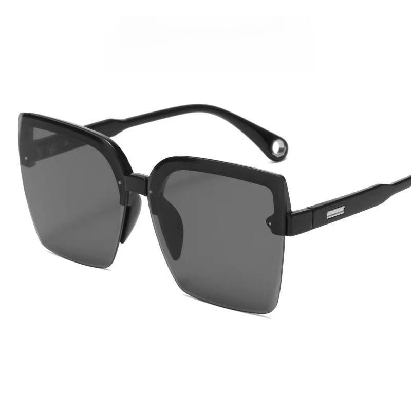 Oversized Square Sunglasses For Women With Gradient PC Lenses, Rimless Style, Side Rhinestone Accent For Driving And Daily Outdoor Wear