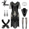 SXL Sukienka Wieczorowa z Frędzlami Imprezowa Vintage Sequinowa Koralikowa Sukienka Gatsby
