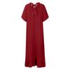Rochie de vară de damă, culoare solidă, cu decolteu în V, cu mânecă scurtă, rochii lungi în linie A
