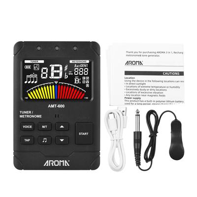 AROMA AMT-600 Tuner și metronom și generator de tonuri Chitară LCD color de 2,5 inchi reîncărcabilă 3 în 1