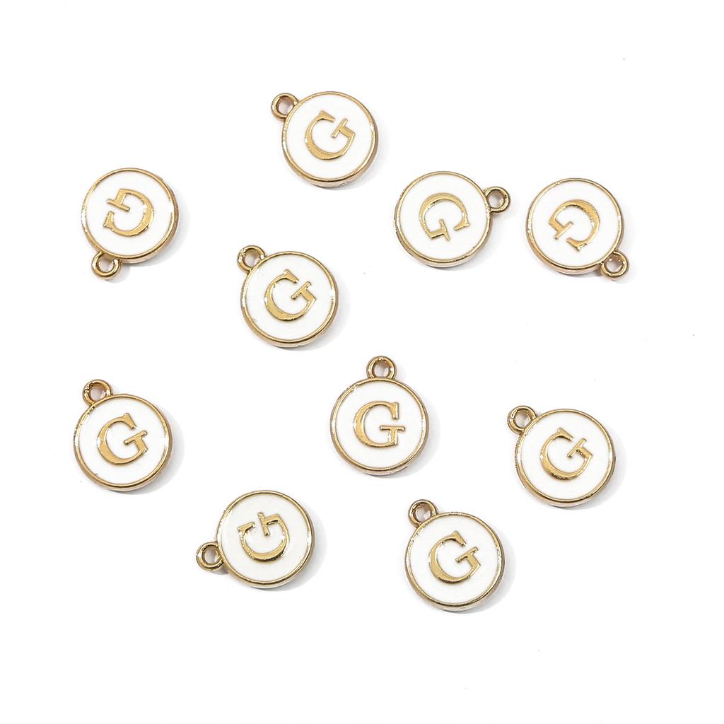 10Pcs Metal Enamel English Letters Charms Pendant For DIY Jewelry Making Necklace Bracelet Accessories