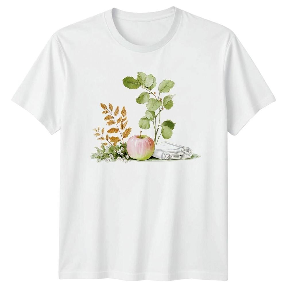 Apple Botanical Art Tee; Nature Still Life Graphic; Unisex Casual Unisex T-Shirt S