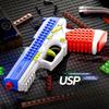 DIY Bricks Assemble USP Soft Bullet Gun Toy Safe Foam Dart Outdoor Shooting Game Toy Perfect Birthday Gifts for Children