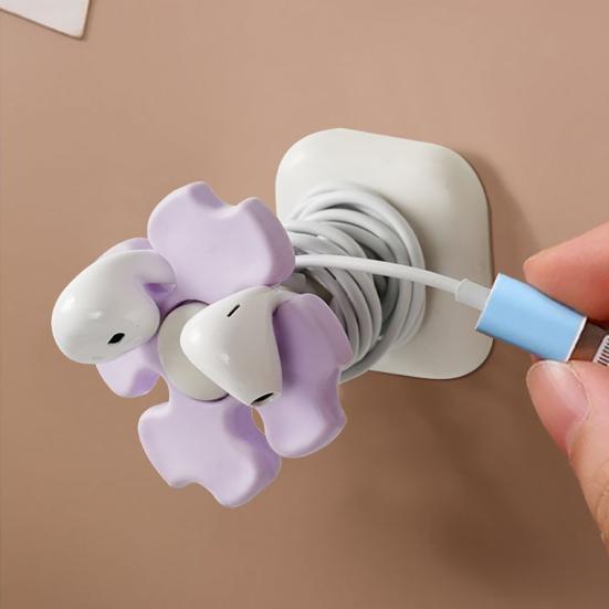 Blumen-Kabel-Organizer Klebend Zuhause Büro Nachttisch Schreibtisch Kabelhalter Kabelmanagement-Clip Ladekabel für das Telefon