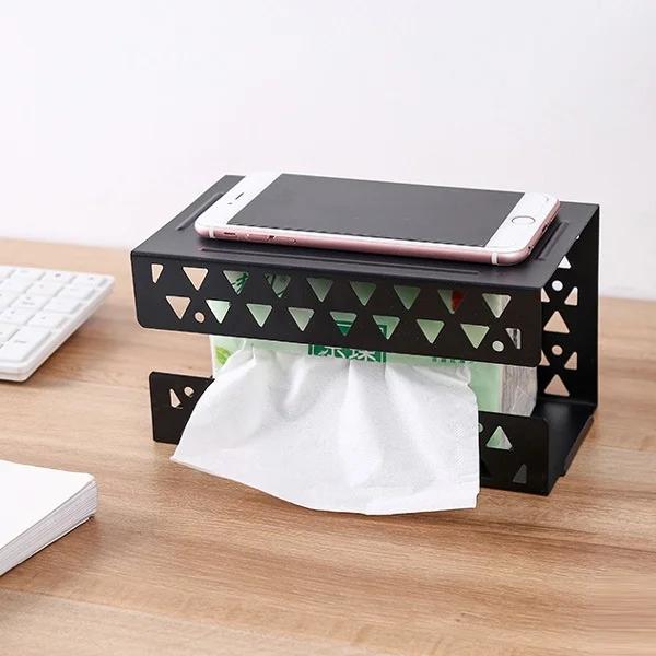 Hollow Toilet Paper Holder Storage Rack Creative Wall-mounted Wrought Iron Multi-function Punch-free