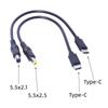 0.2m USB Type C Male To DC Male 5.5X2.5mm 5.5x2.1mm 5V 3A 15W USB C Power Jack Extension Charge Cable Charging for Camera Router