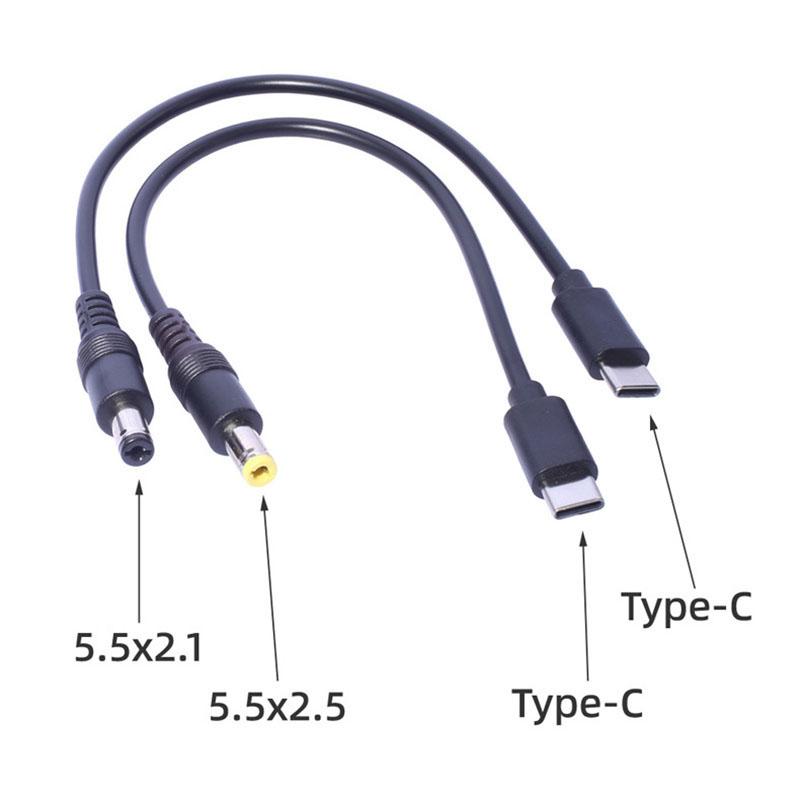 0.2m USB Typ C Samec na DC Samec 5.5X2.5mm 5.5x2.1mm 5V 3A 15W USB C Prodlužovací nabíjecí kabel s napájecím konektorem pro fotoaparát Router