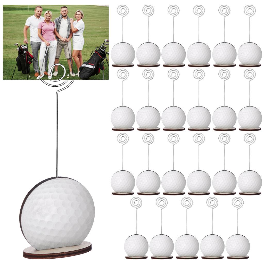24 Pcs Golf Ball Base Memo Clip Holder Metal Wire Table Number Card Place Holders Stand Note Paper Clip Name Place Card Golf Cen