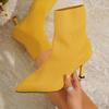 Women's Autumn Pointed Toe High-Heel Sock Boots - Stretchy Knit Ankle Boots, Korean Style Slim Fit Booties with Chunky Heel for Fall & Winter