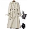 Long Trench Coat Women Lace Up Button Coats Full Sleeve Turn Down Collar Splice Jackets Solid Pockets Office Streetwear