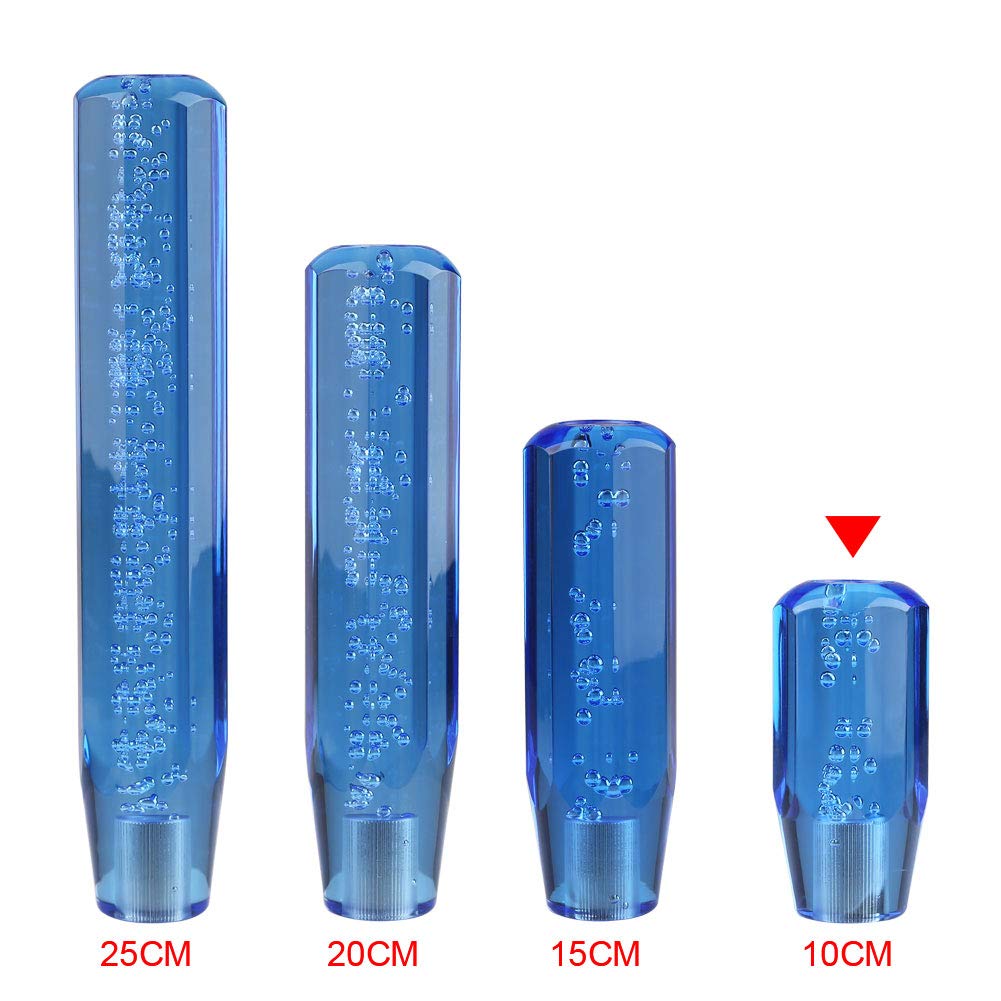 ADPOW Universal Crystal Shift Knob Bubble Octagon 100mm Sparkly Clear Bubble with 3 Adapters Blue