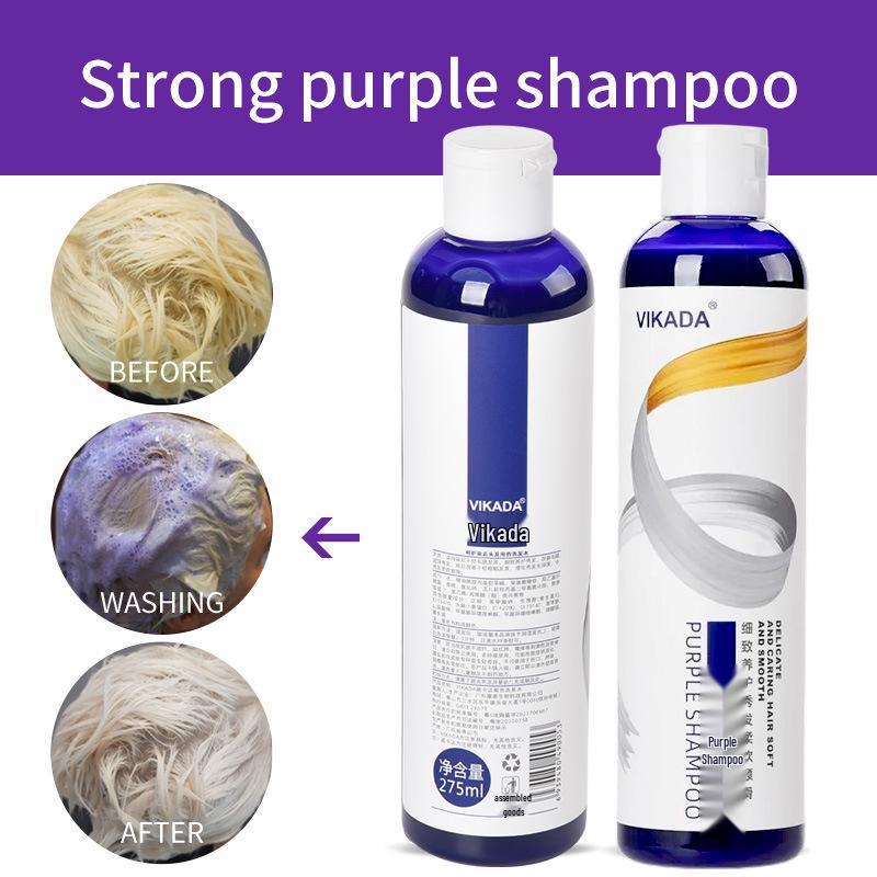 Purple Shampoo for Ash-Blonde Hair Care After Bleaching to White Gold