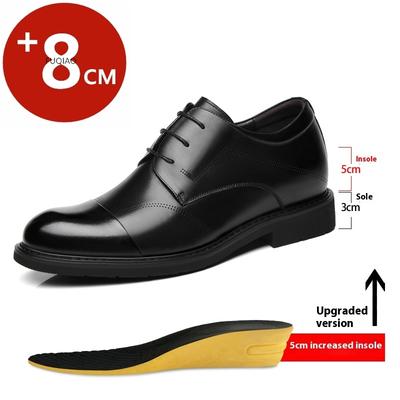 Herrenmode Echtleder Business Oxfords 6cm/8cm Versteckter Aufzug Höhenzunahme Weiche Sohle Business Formell Bequem Schnürschuhe