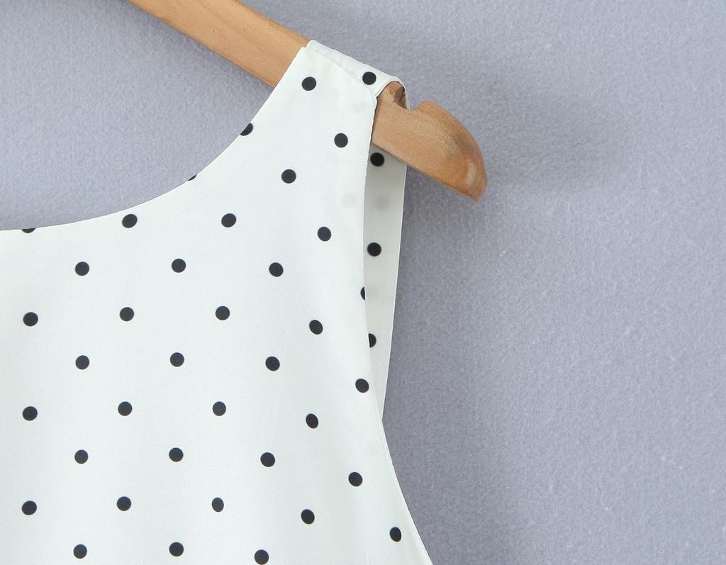2026 Sweet Polka Dot 2-Piece Set: Slim Fit Backless Crop Top & Low-Waist A-Line Mini Skirt