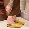 Fashion Shoes Cover Toe Slippers Casual Slides Big Size Mules For Women 2025 Square Luxury Flat Shoes Slippers Casual Slides Cover Toe