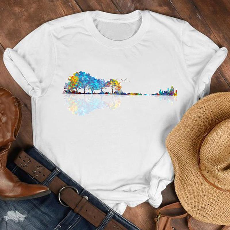 Women Summer T Shirt Trend  Print Retro Fashion Short Sleeve Tees Casual   Printed  Tops