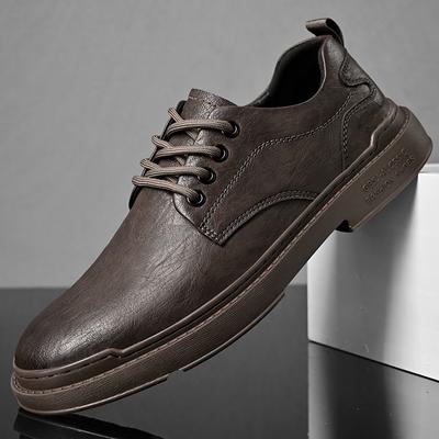 Fashion Lace-up Men Casual Oxford Shoes Comfy Lightweigh Walking Shoes Outdoor Casual Leather Shoes Versatile Male Formal Dress Footwear