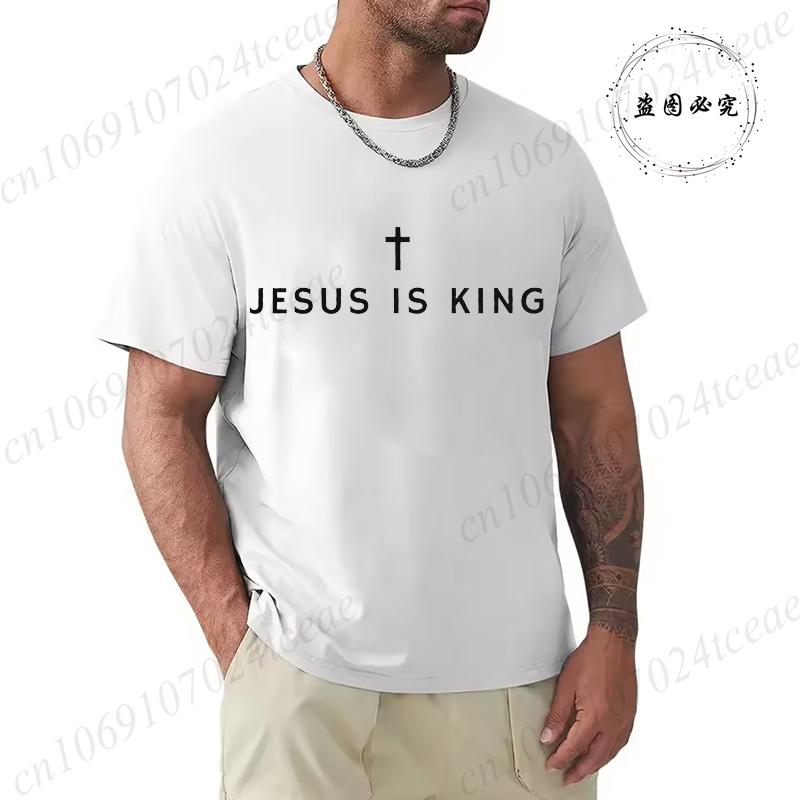 Herren T-Shirts Oberteile Jesus Ist König Shirt Christlich Lustige Herren T-Shirts Minimalistische Christliche Grafik Y2k Oberteile Hipster Trendige Kleidung