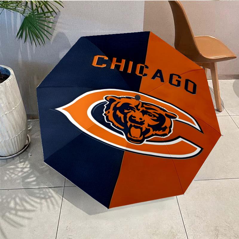 Chicago Bears Logo Umbrella - Automatic Open/Close, Compact 8-Rib Lightweight Umbrella Essential for outdoorPicnic Accessory Fan Gifts