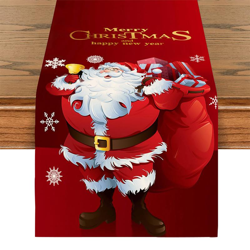 1PC Print Snowman For Home Xmas Table Decor Creative Christmas 33*183cm Table Runner Table Mat