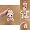 Cute Butterfly Bow Bear Plush Keychain With Gold Keyring For Bag Decor