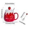 450ML Capacity Strawberry Mug Pink Color Ceramic Mug Cute Design Porcelain Mug  Student Use