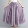 Literary Elastic Waist A-line Expansion Skirt Solid Color Ethnic Style Women Long Skirts