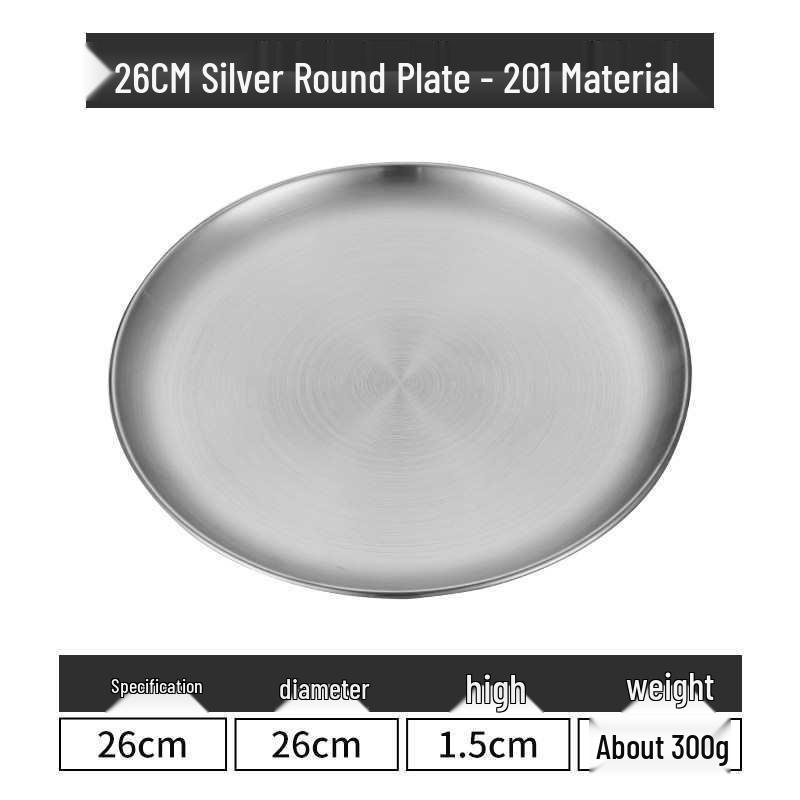 Gold Round 304 Stainless Steel Korean BBQ and Cake Tray