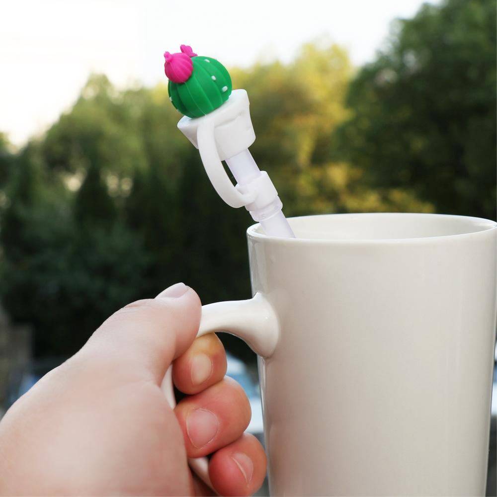 Dop de paie etanș cu desene animate, capac de băut, capac de praf din silicon, dop de paie, accesorii pentru ceașcă