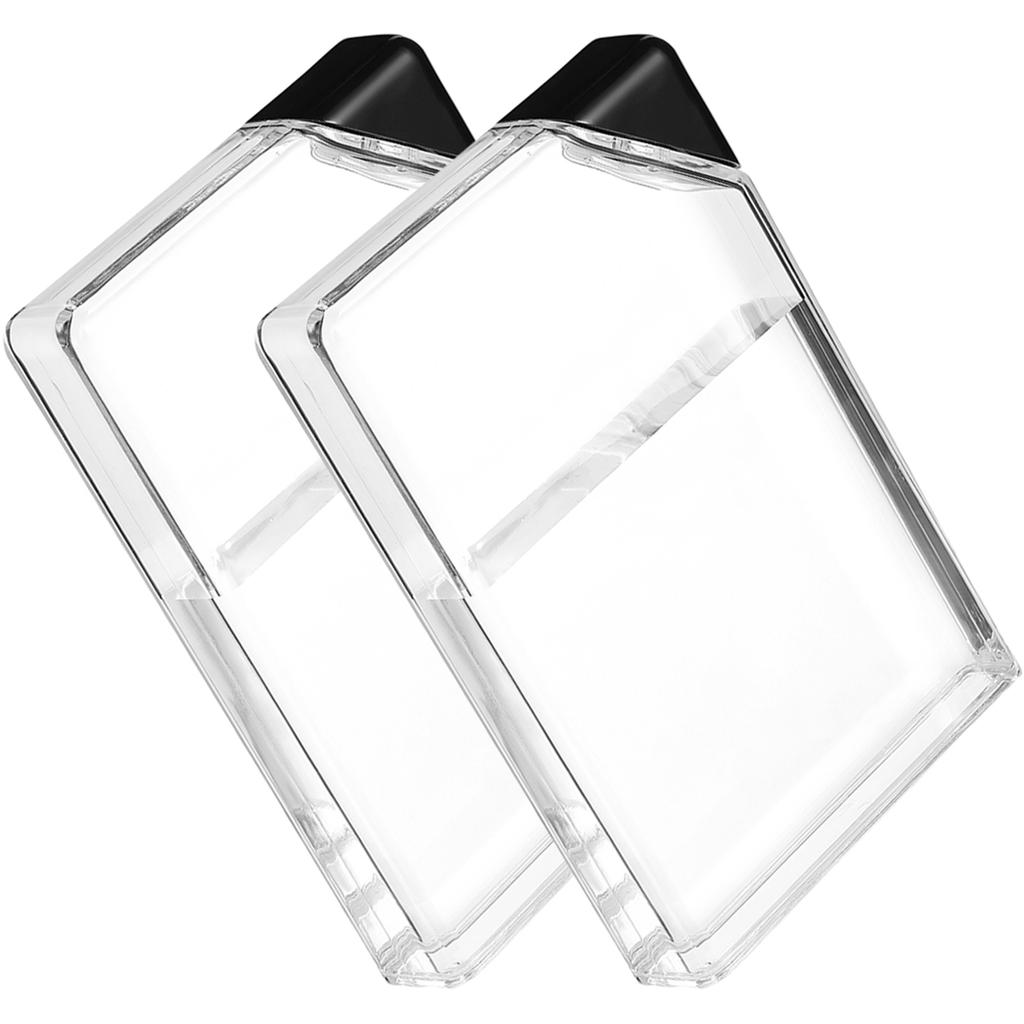 2Pcs Creative Water Cup Flat Water Bottle 450Ml Clear Portable Lightweight Reusable for Outdoor Travel Sports Daily Hydration