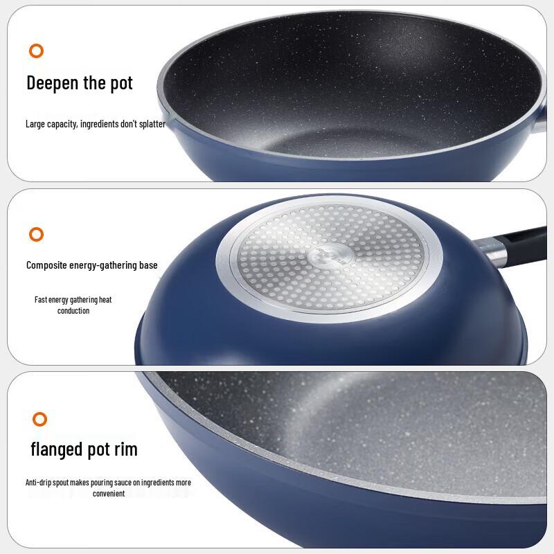 Joyoung 30cm Non-Stick Maifan Stone Flat-Bottom Wok