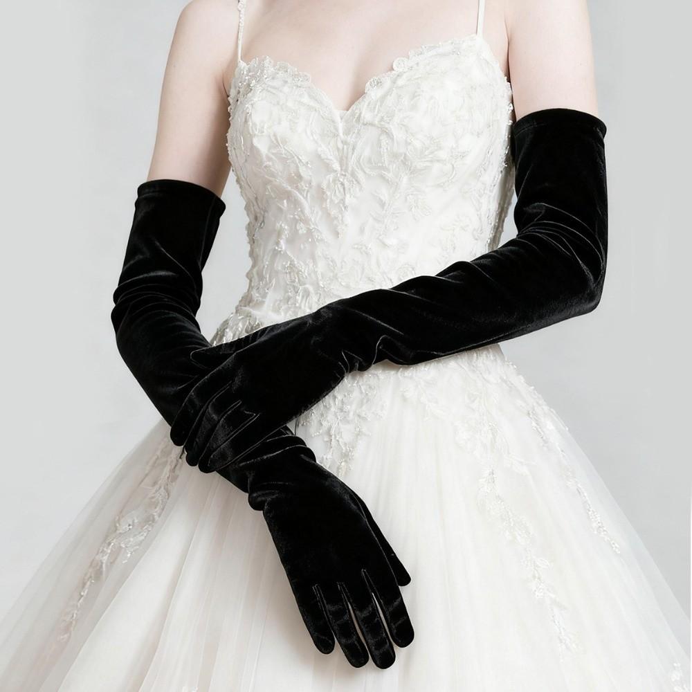 Full Finger Velvet Long Gloves 53cm Party Mittens Party Supplies Women's Fluffy Gloves Party