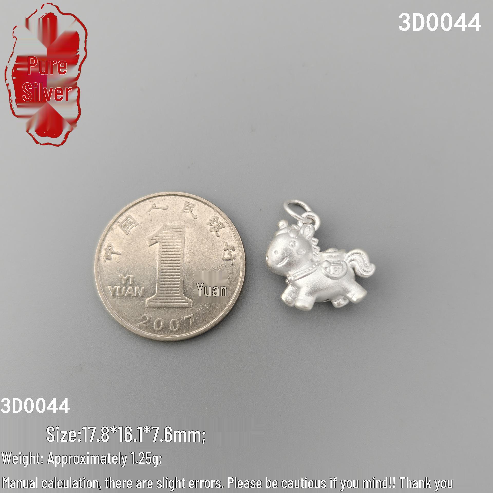 S999 Sterling Silver Zodiac Horse and Unicorn Charm Pendant Bracelet for Good Fortune S999 Pure Silver: Single Price